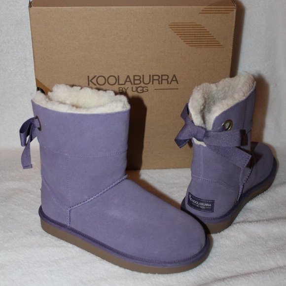 UGG KOOLABURRA NEW GIRLS SUEDE BOW‎ BOOTS PURPLE - Picture 1 of 6